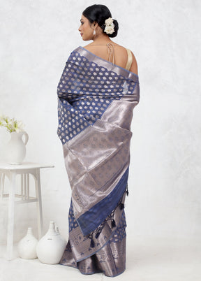 Grey Kora Silk Saree Without Blouse Piece - Indian Silk House Agencies