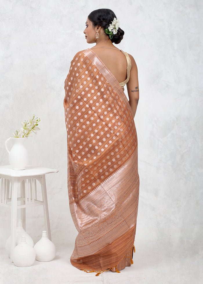Orange Kora Silk Saree Without Blouse Piece - Indian Silk House Agencies