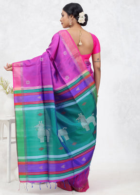 Pink Kalashkhetra Kanjivaram Silk Saree Without Blouse Piece - Indian Silk House Agencies