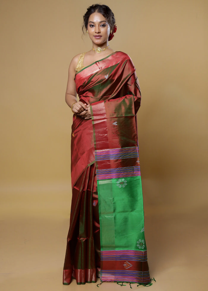 Maroon Kalakethra Kanjivaram Silk Saree With Blouse Piece