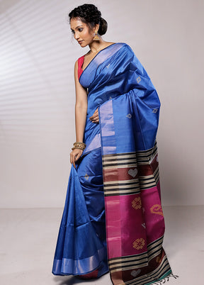 Blue Kalashkhetra Kanjivaram Silk Saree With Blouse Piece - Indian Silk House Agencies