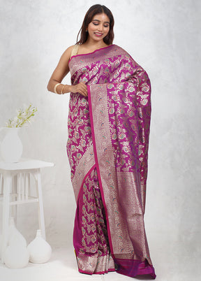 Purple Dupion Silk Saree Without Blouse Piece - Indian Silk House Agencies