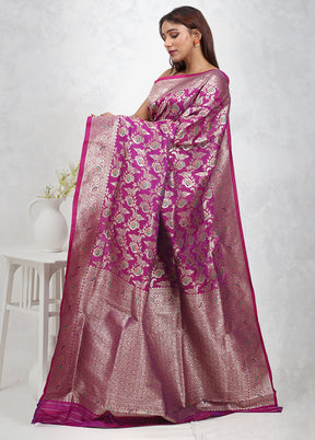 Purple Dupion Silk Saree Without Blouse Piece - Indian Silk House Agencies