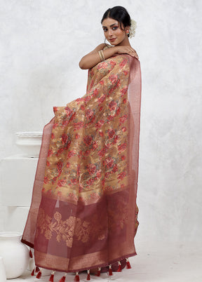 Cream Organza Saree With Blouse Piece - Indian Silk House Agencies