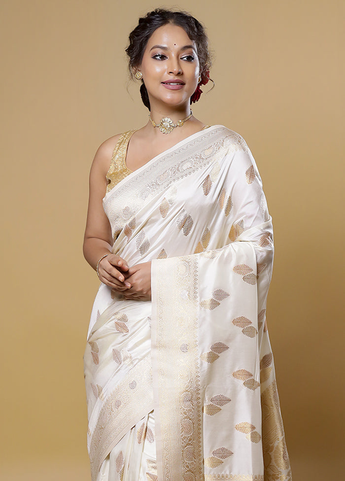 Cream Dupion Silk Saree With Blouse Piece