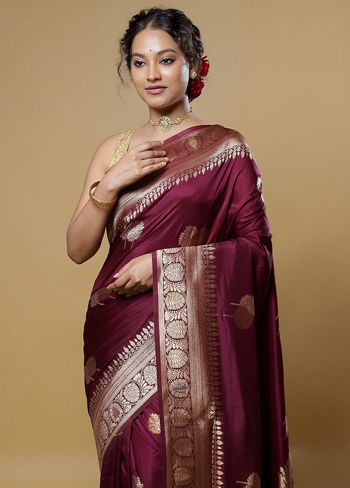 Purple Dupion Silk Saree With Blouse Piece