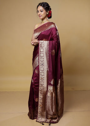 Purple Dupion Silk Saree With Blouse Piece