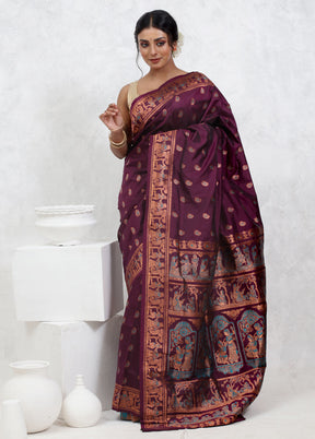 Purple Dupion Silk Saree With Blouse Piece