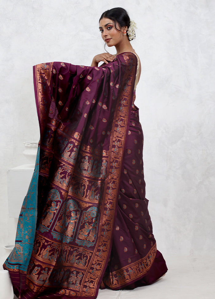 Purple Dupion Silk Saree With Blouse Piece