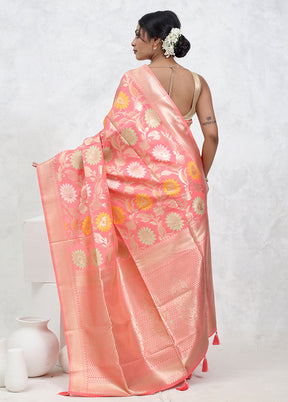 Pink Cotton Saree With Blouse Piece