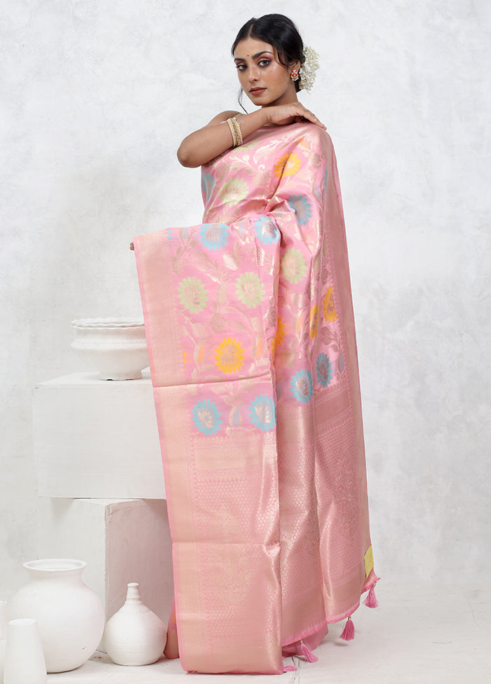 Pink Cotton Saree With Blouse Piece