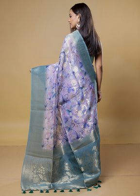 Purple Organza Saree With Blouse Piece