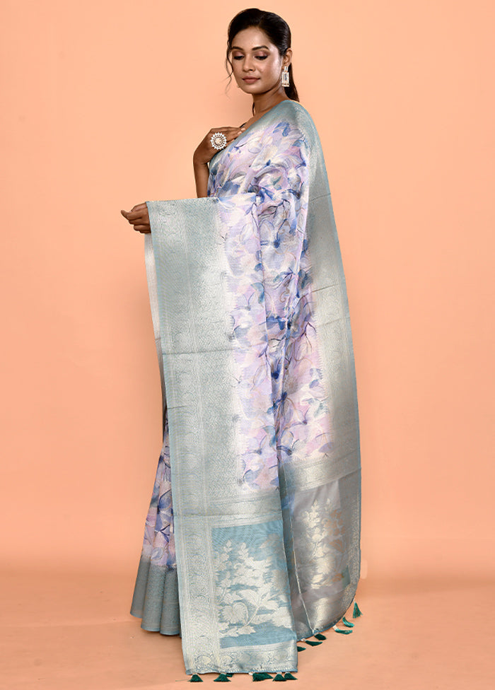 Multicolor Organza Saree Without Blouse Piece - Indian Silk House Agencies