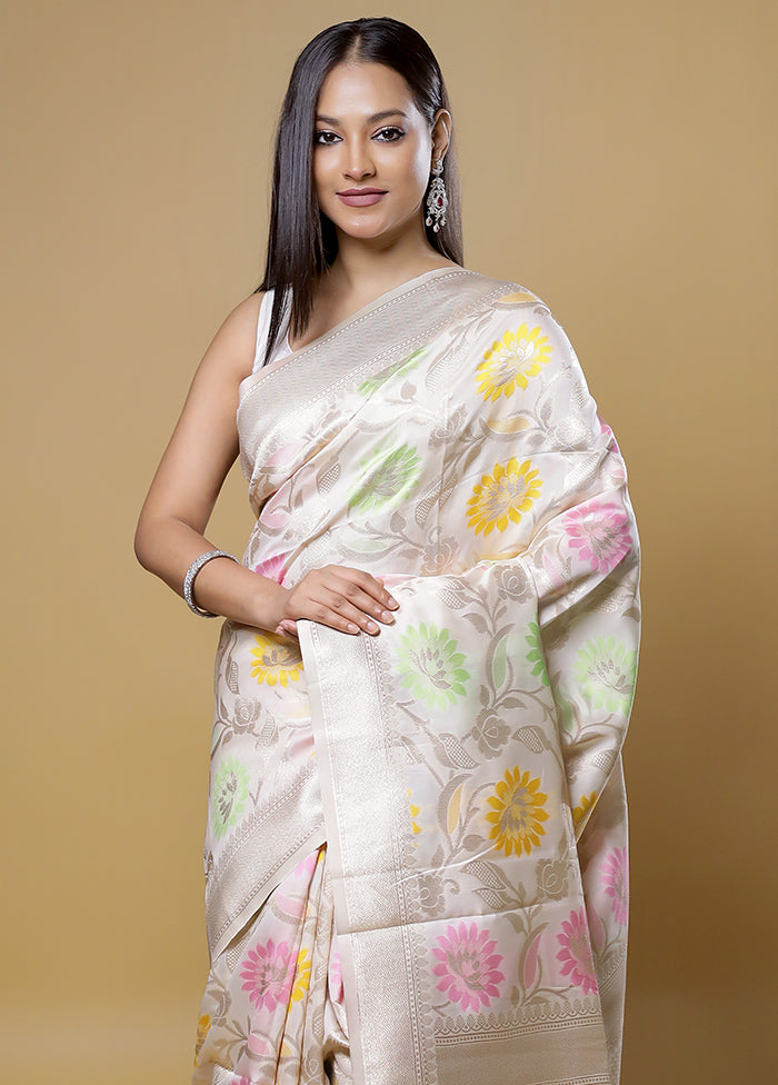 Cream Cotton Saree With Blouse Piece