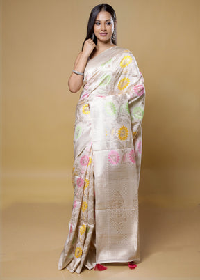 Cream Cotton Saree With Blouse Piece