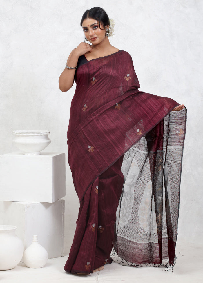 Purple Matka Pure Silk Saree With Blouse Piece - Indian Silk House Agencies