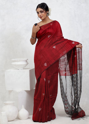 Red Matka Pure Silk Saree With Blouse Piece - Indian Silk House Agencies