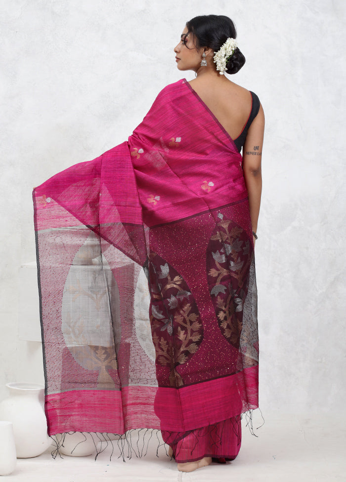 Pink Matka Pure Silk Saree With Blouse Piece - Indian Silk House Agencies