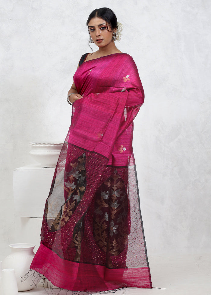 Pink Matka Pure Silk Saree With Blouse Piece - Indian Silk House Agencies