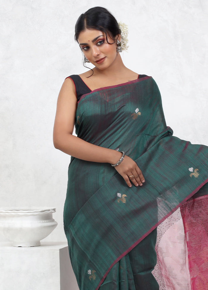 Green Matka Pure Silk Saree With Blouse Piece - Indian Silk House Agencies