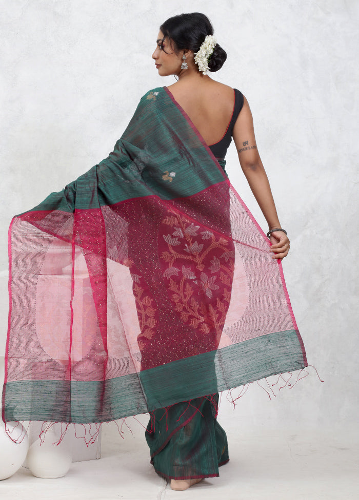 Green Matka Pure Silk Saree With Blouse Piece - Indian Silk House Agencies