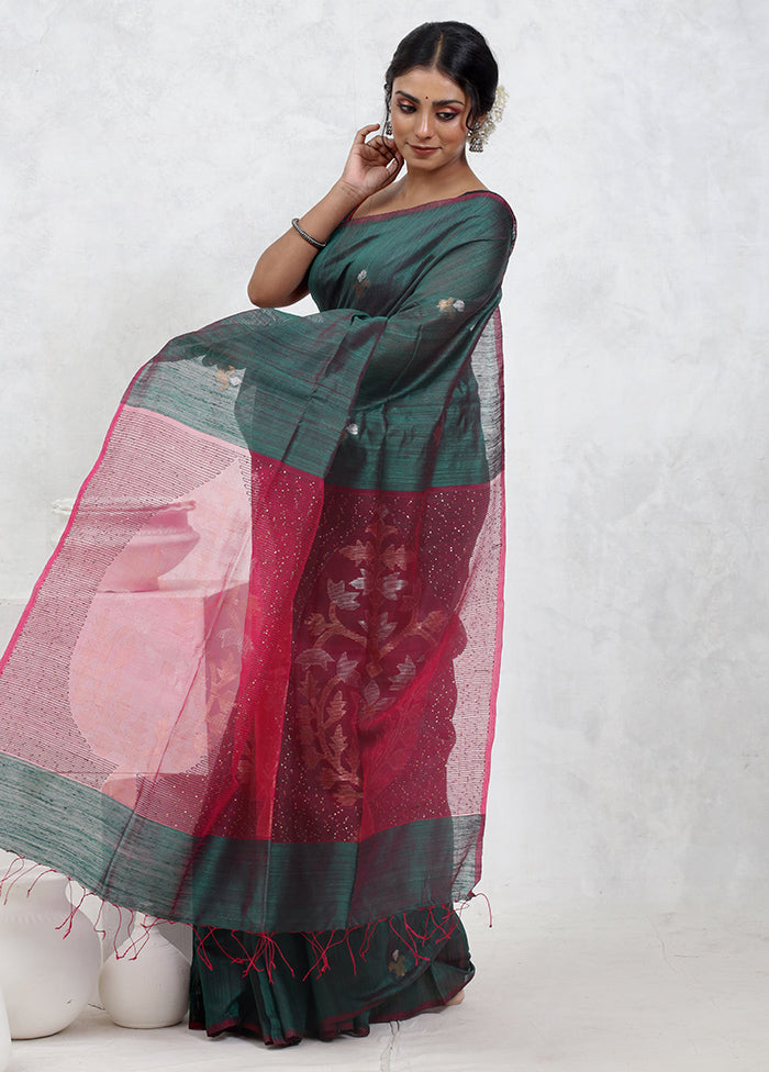 Green Matka Pure Silk Saree With Blouse Piece - Indian Silk House Agencies