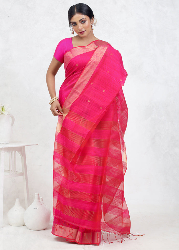Pink Matka Pure Silk Saree Without Blouse Piece