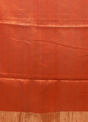 Orange Handloom Matka Pure Silk Saree With Blouse Piece