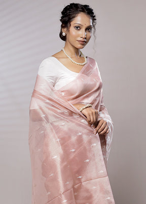 Pink Tissue Silk Saree Without Blouse Piece