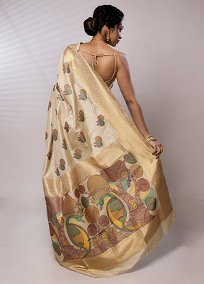 Cream Baluchari Silk Saree With Blouse Piece - Indian Silk House Agencies