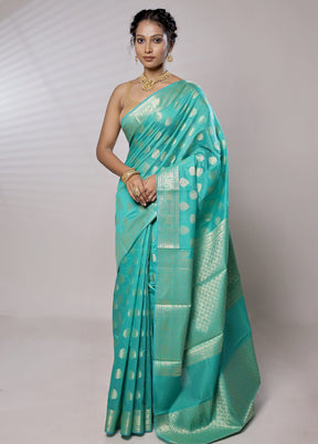 Blue Kora Silk Saree With Blouse Piece - Indian Silk House Agencies