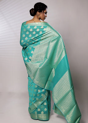 Blue Kora Silk Saree With Blouse Piece