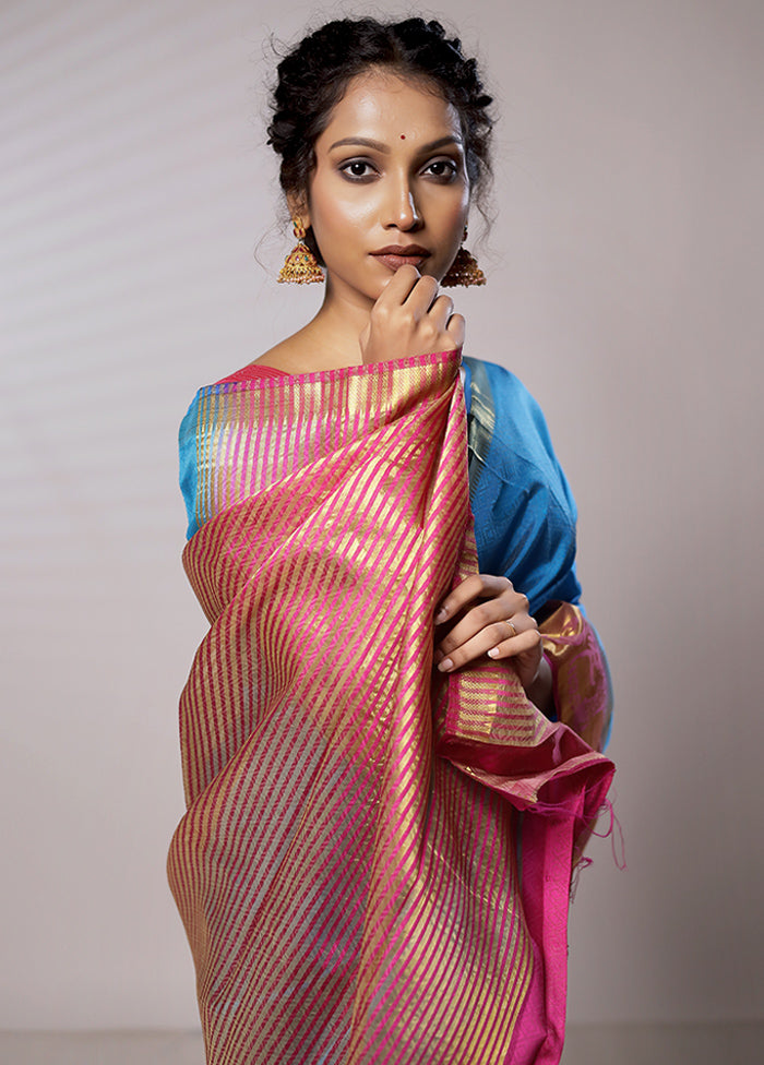 Pink Dupion Silk Saree With Blouse Piece - Indian Silk House Agencies