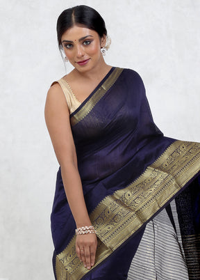 Purple Dupion Silk Saree Without Blouse Piece - Indian Silk House Agencies