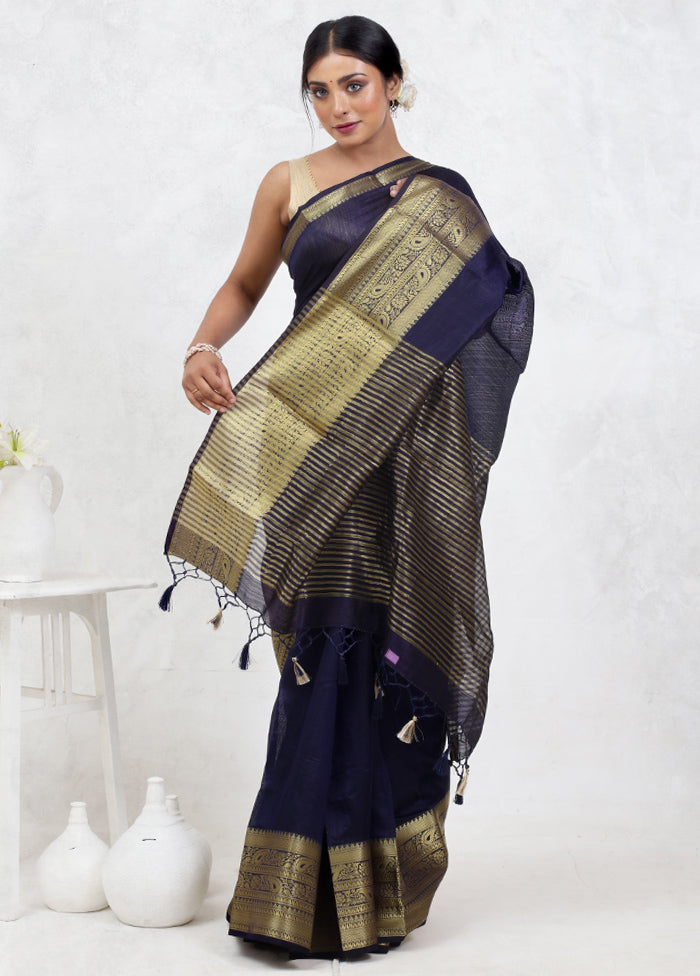 Purple Dupion Silk Saree Without Blouse Piece - Indian Silk House Agencies