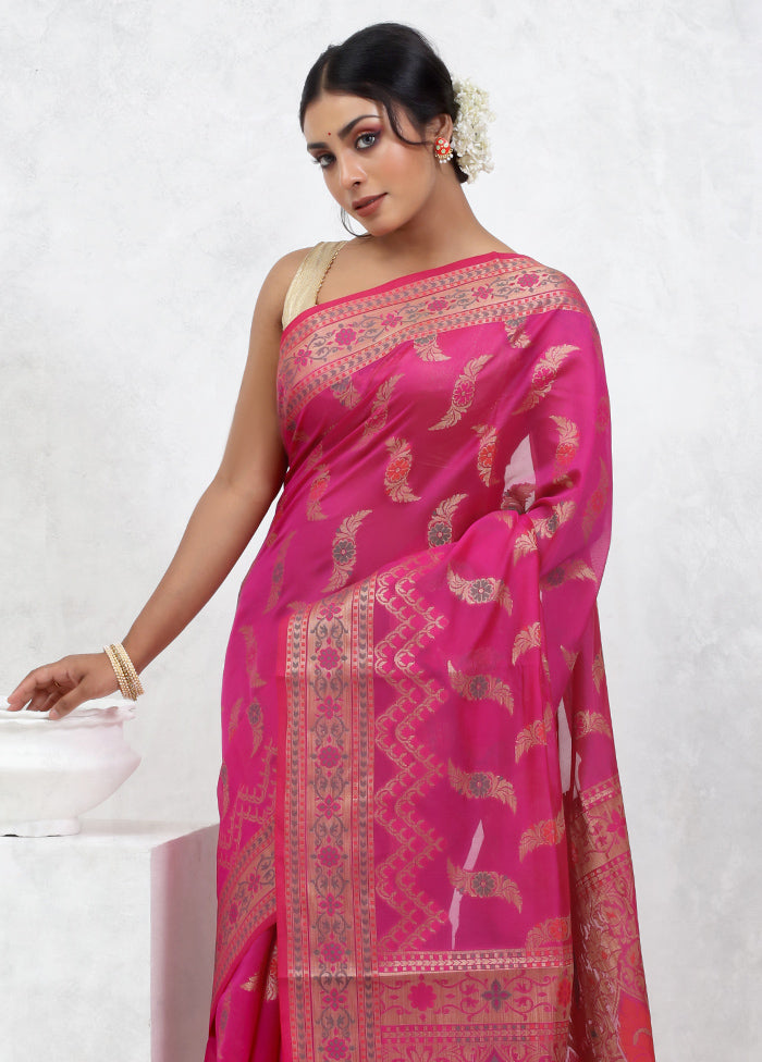 Pink Kora Silk Saree With Blouse Piece - Indian Silk House Agencies