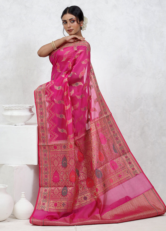 Pink Kora Silk Saree With Blouse Piece - Indian Silk House Agencies