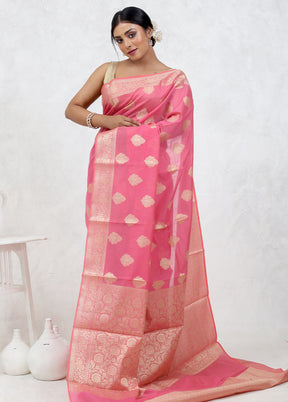 Pink Kora Silk Saree Without Blouse Piece - Indian Silk House Agencies