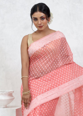 Pink Cotton Saree With Blouse Piece