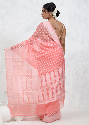 Pink Cotton Saree With Blouse Piece