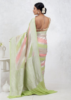Green Pure Georgette Saree Without Blouse Piece - Indian Silk House Agencies