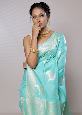 Green Tussar Pure Silk Saree With Blouse Piece - Indian Silk House Agencies