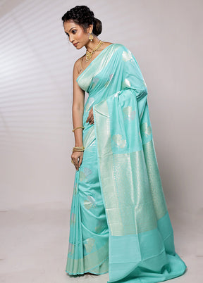 Green Tussar Pure Silk Saree With Blouse Piece - Indian Silk House Agencies