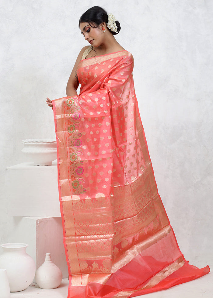 Pink Tussar Silk Saree With Blouse Piece - Indian Silk House Agencies