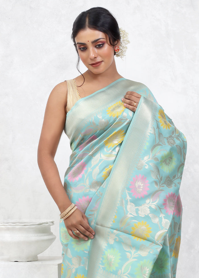 Green Dupion Silk Saree With Blouse Piece