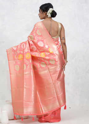 Pink Dupion Silk Saree With Blouse Piece