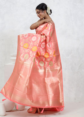 Pink Dupion Silk Saree With Blouse Piece