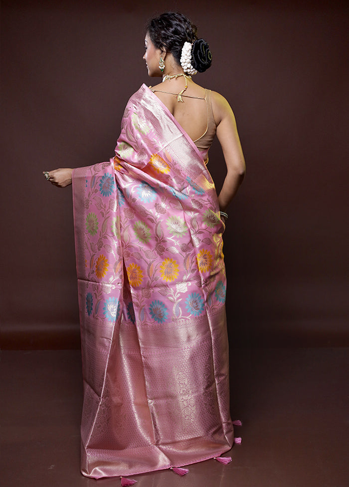 pink Dupion Silk Saree With Blouse Piece