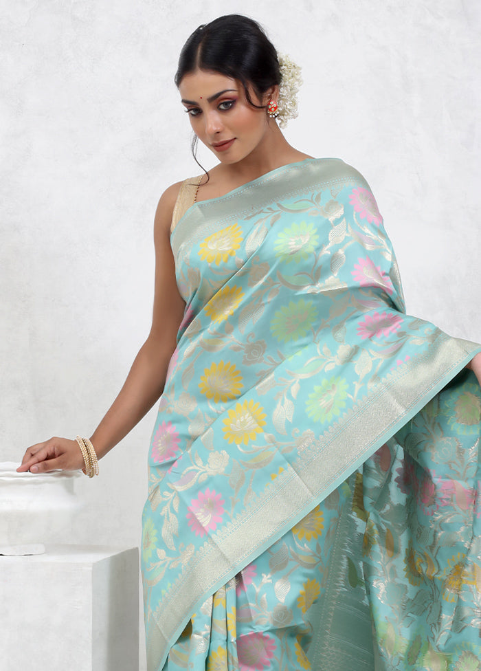 Green Dupion Silk Saree With Blouse Piece - Indian Silk House Agencies