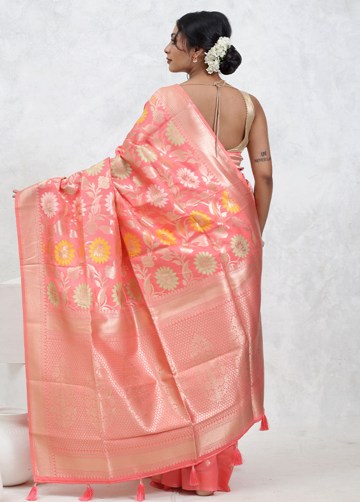 Pink Dupion Silk Saree With Blouse Piece